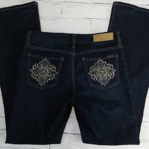 Seven 7 Dark Indigo Bling Rhinestone Jeans Size 6